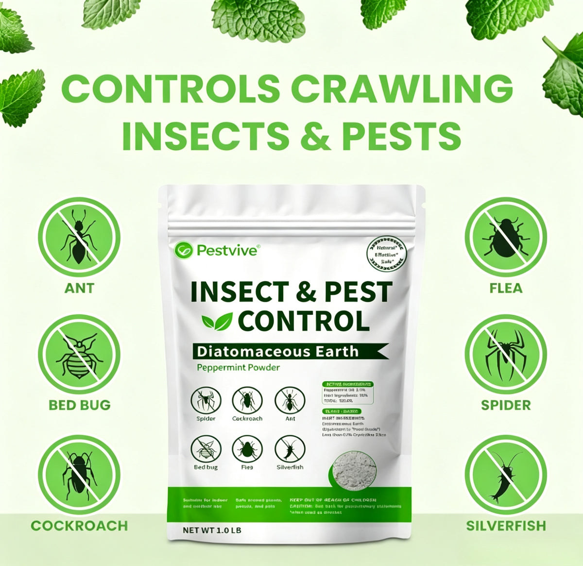 Sulguy Organic Diatomaceous Earth & Peppermint Powder | Natural Insect & Pest Control