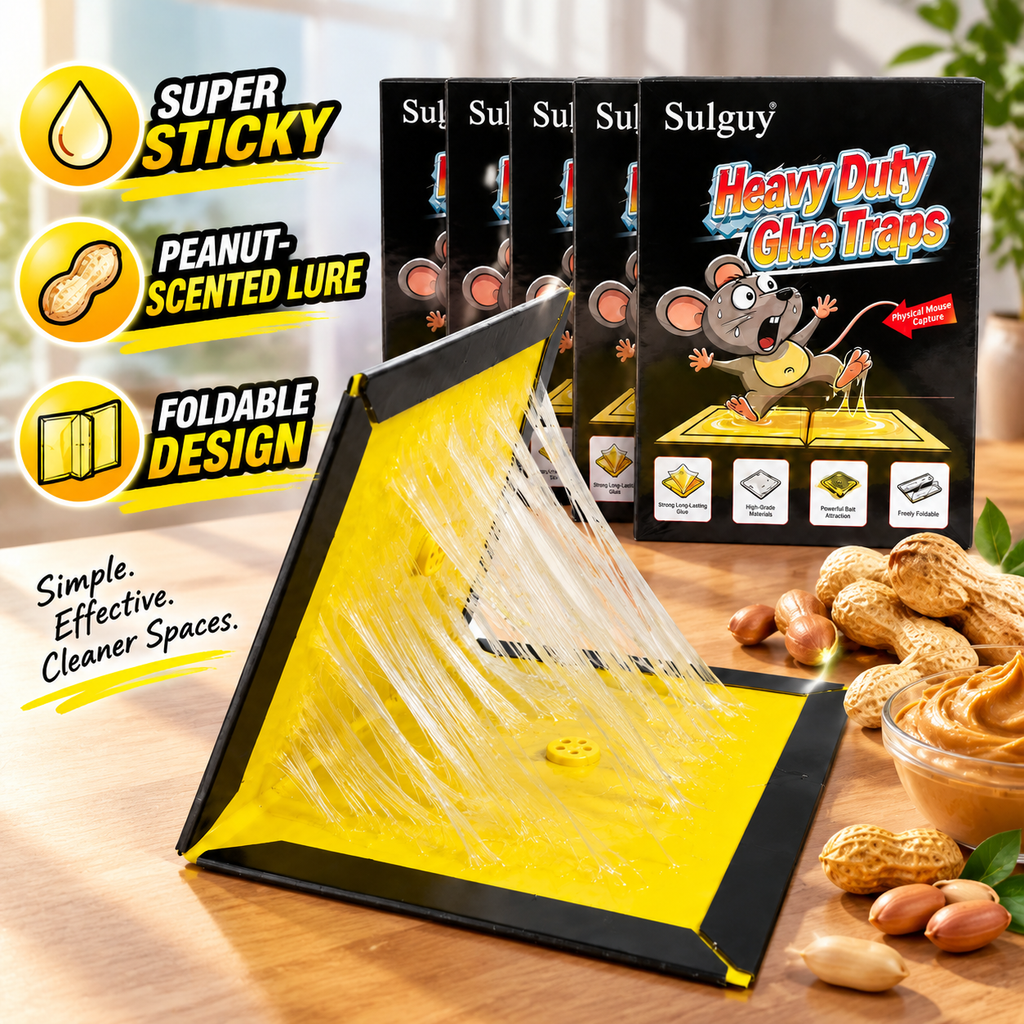 Sulguy Foldable Sticky Mouse Traps - Heavy Duty & Non-Toxic Rodent Glue Boards