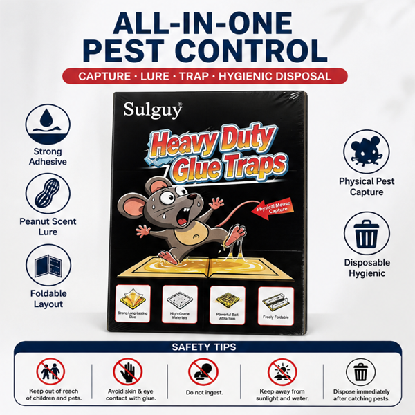 Sulguy Foldable Sticky Mouse Traps - Heavy Duty & Non-Toxic Rodent Glue Boards