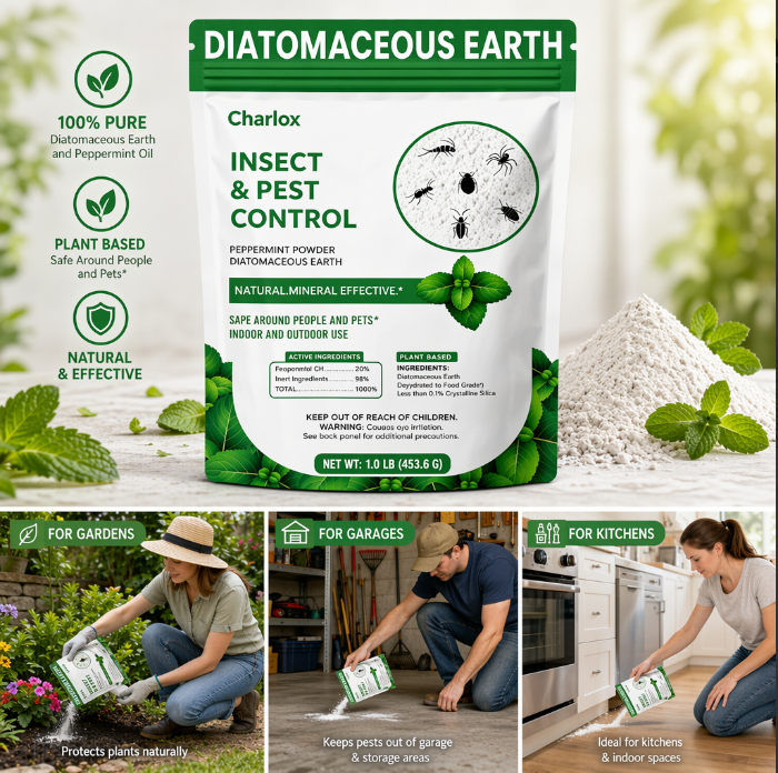 Sulguy Organic Diatomaceous Earth & Peppermint Powder | Natural Insect & Pest Control