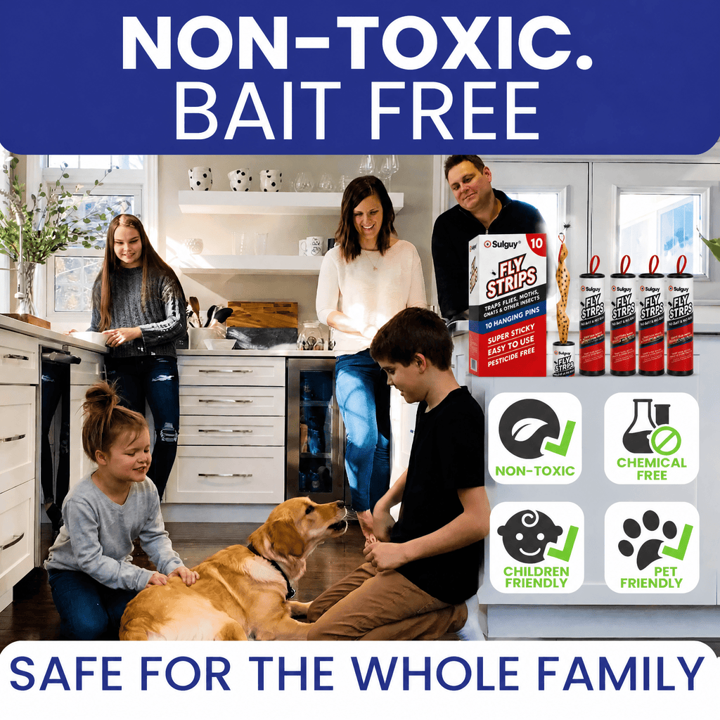 Sulguy Fly Strips Glue Traps – Non-Toxic Disposable Bug Catcher for Gnats, Fruit Flies & Houseflies - Sulguy-Store