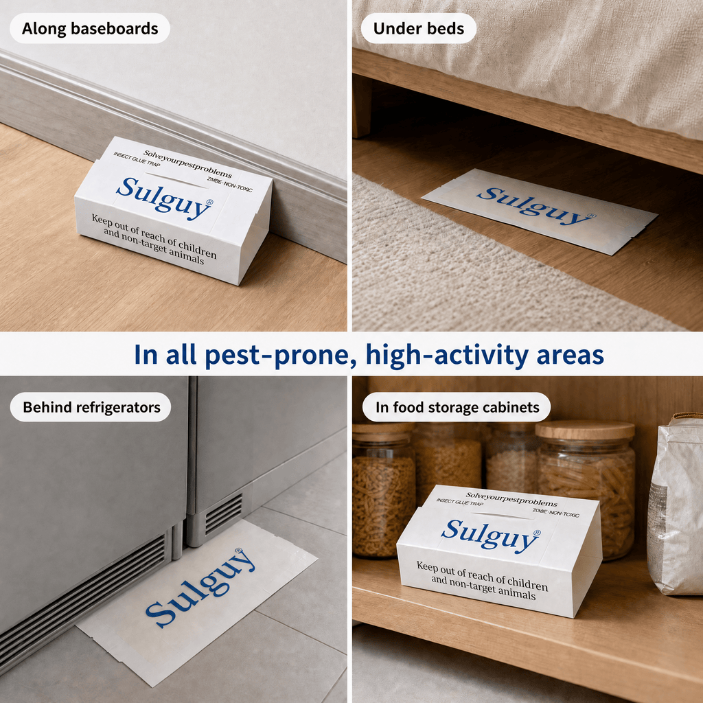 Sulguy Insect & Pest Glue Traps | Non-Toxic Sticky Boards for Bedbugs, Spiders & Cockroaches - Sulguy