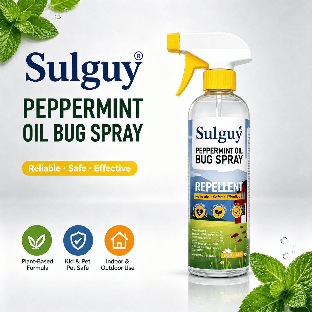 Sulguy Peppermint Bug Spray 9oz – Plant Based Roach Repellent - Sulguy-Store